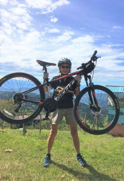 Janet Rose Cycling on the  tour with redspokes